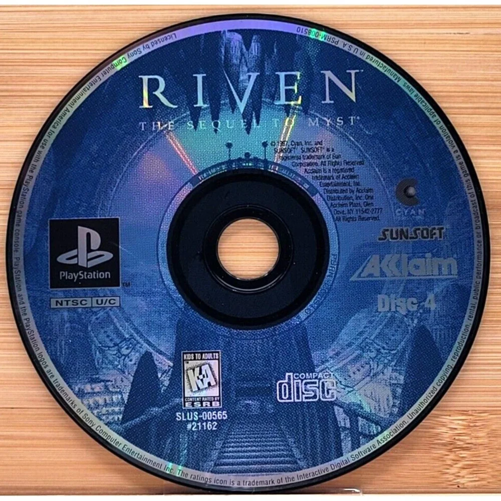 RIVEN: THE SEQUEL TO MYST DISC 4 PS1 GAME  DISC ONLY PLAYSTATION‎ AKKLAIM